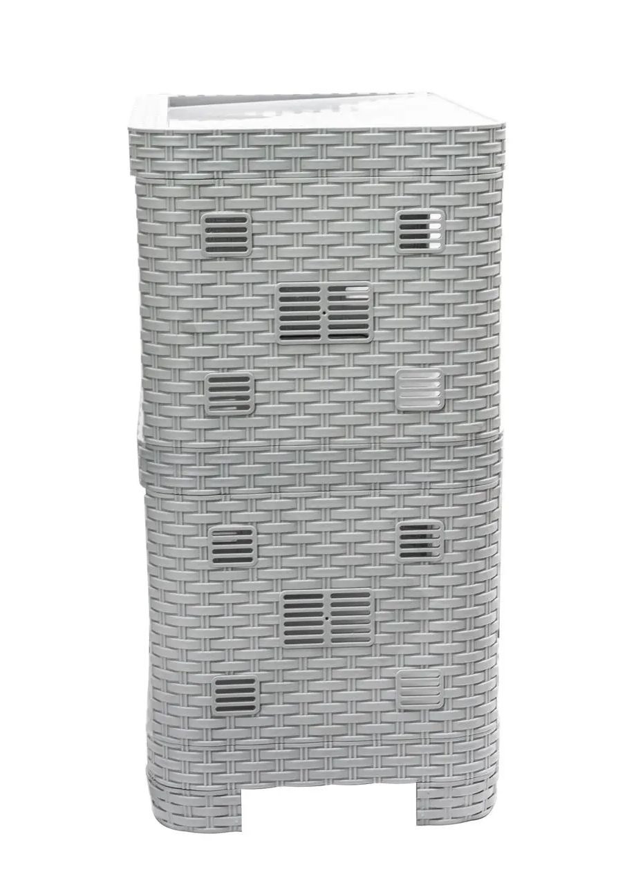 Етажерка пластикова "Ротанг" на 3 яруси сіра Полімер Гарант (351586602)