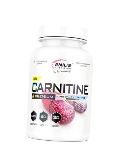 Л Карнитин Тартрат в капсулах, Carnitine LTartrate, 60капс (02562003) Genius Nutrition (293257416)