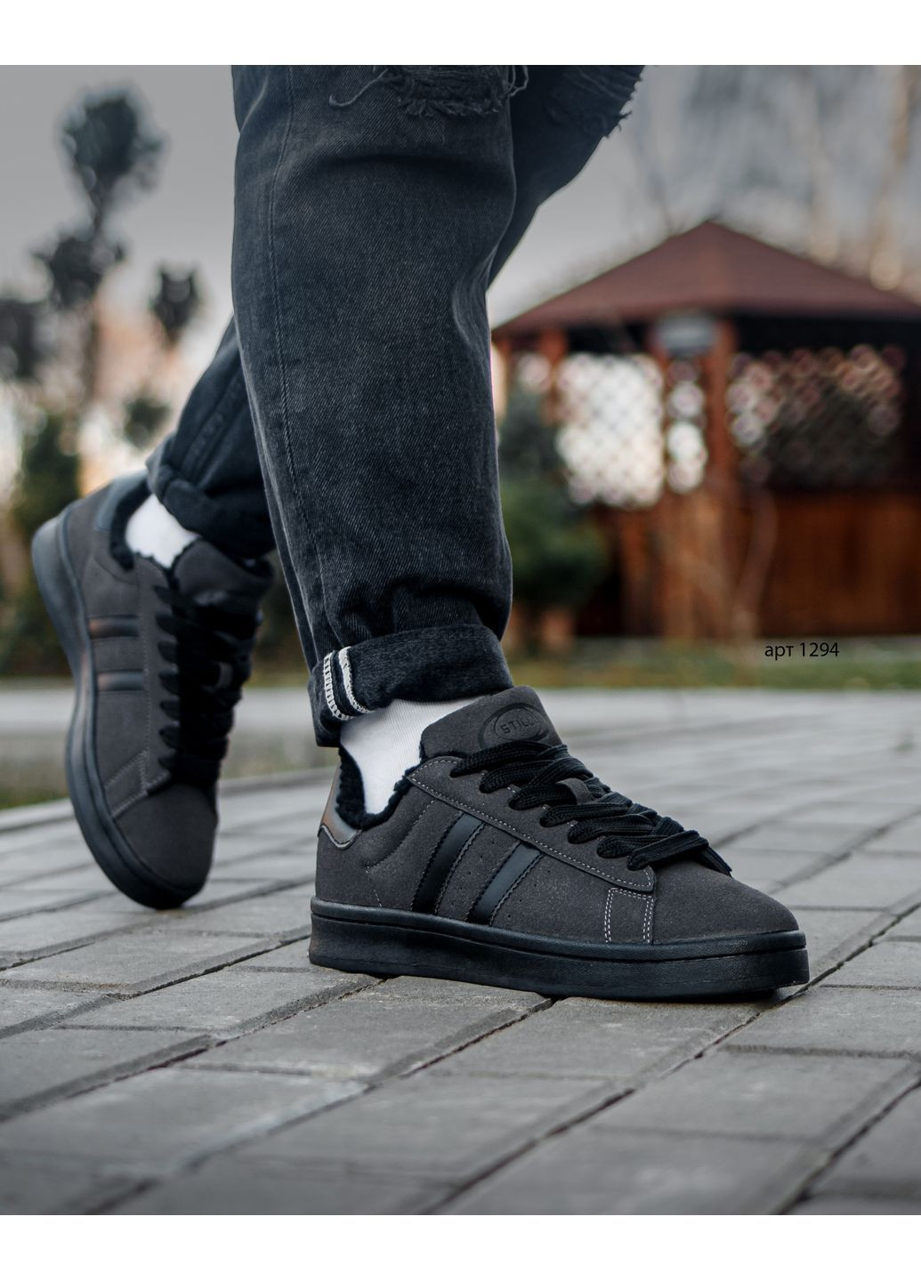 Серые зимние зимние кроссовки camp fur dark grey Stilli Campus