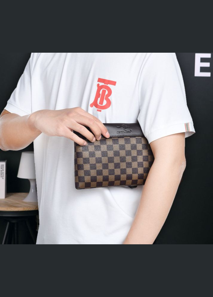 Мужской большой клатч барсетка портмоне на ремешке Коричневый No Brand (314455100)