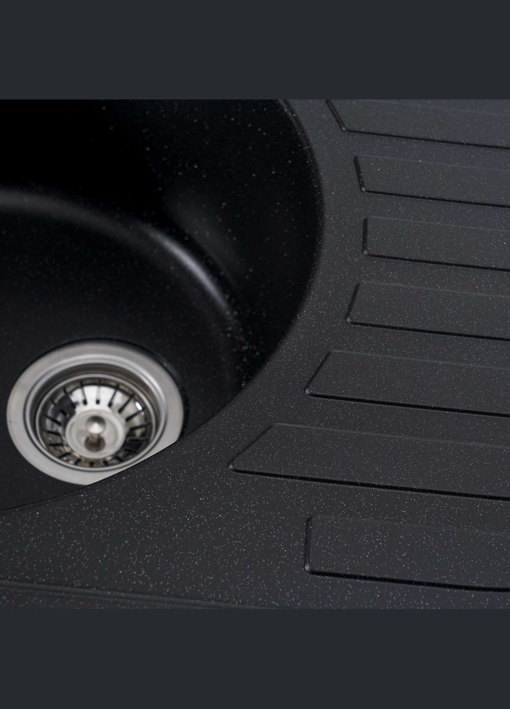 Гранітна мийка для кухні LIRA 7750 матова Чорний металік Valeso (358059854)