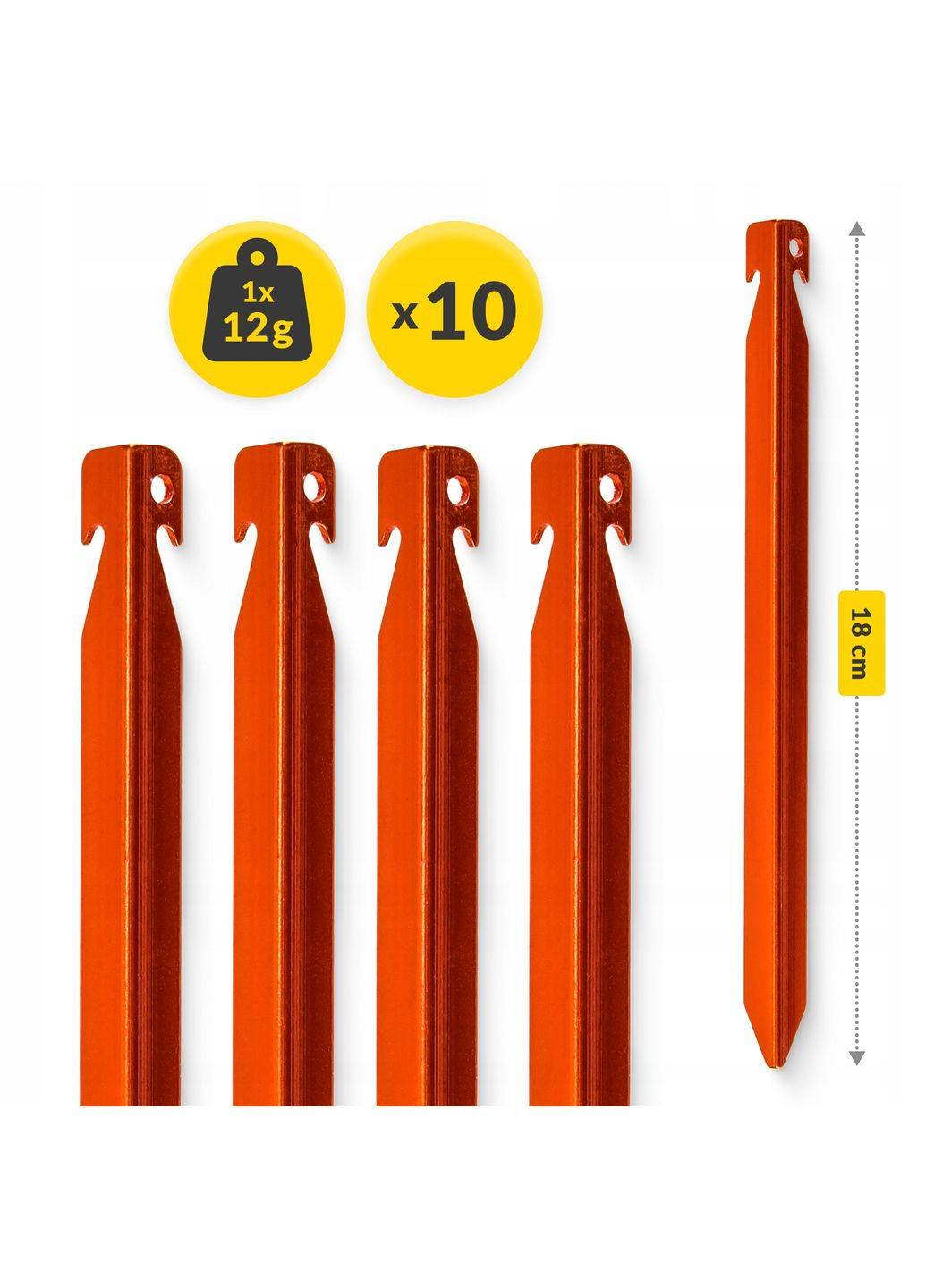 Набор колышков для палатки алюминиевые 18 см, V-образные 10 шт () Mountain Goat P-5905973406895 (351585094)