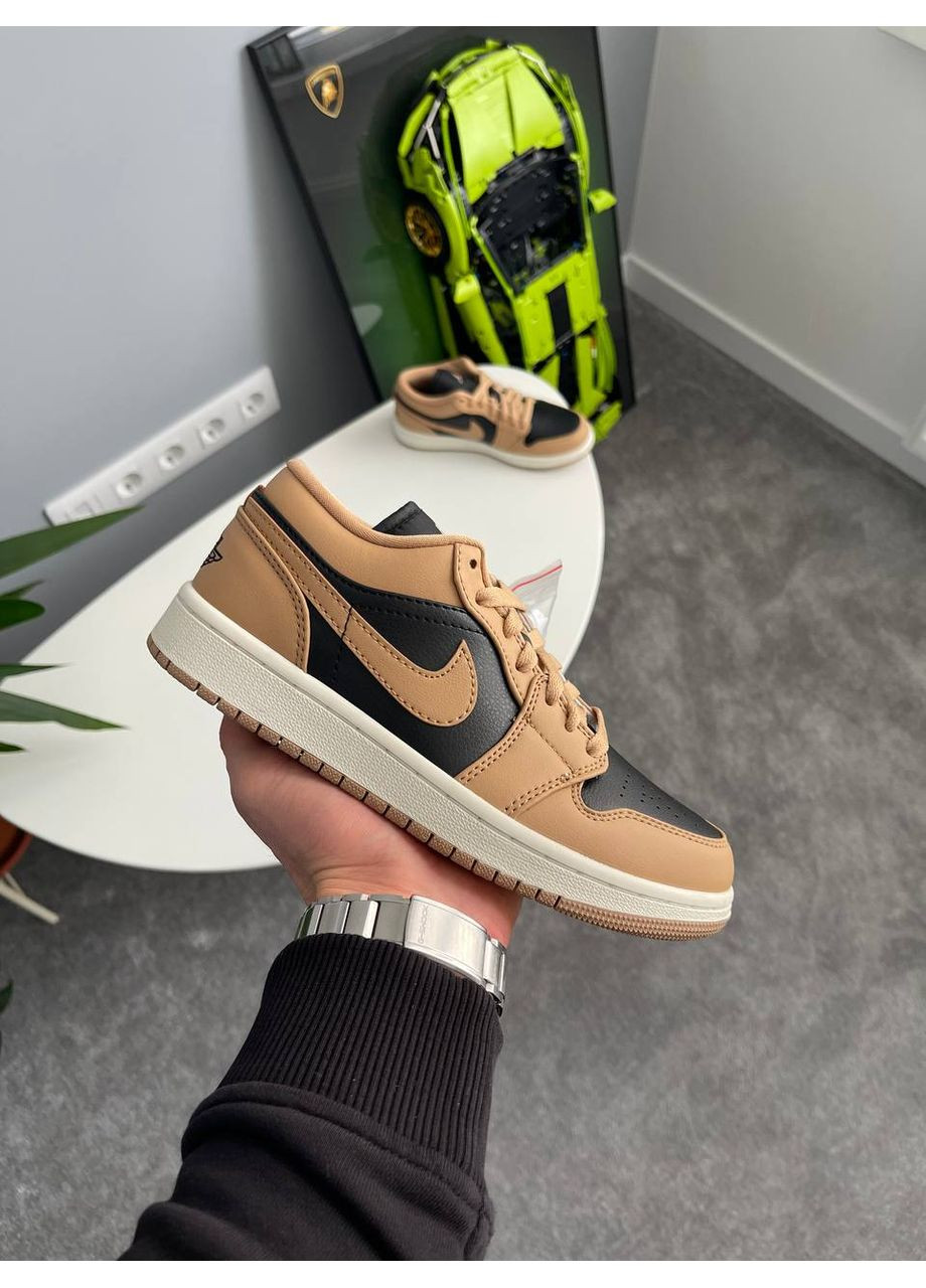Коричневые демисезонные кроссовки мужские и женские nike air jordan 1 low gs "desert" | найк эир джордан 1 коричневые No Brand