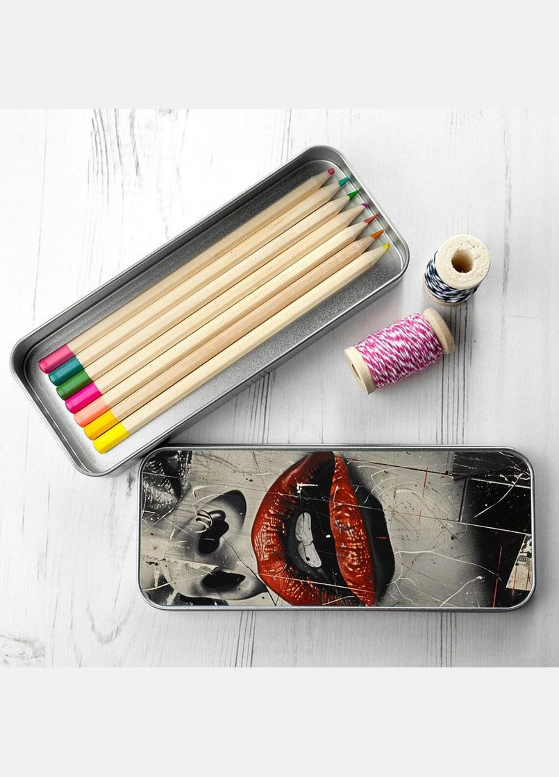 Органайзер для канцелярського приладдя металевий,кейс для дрібниць лице 7*18 см Silver No Brand (309152107)