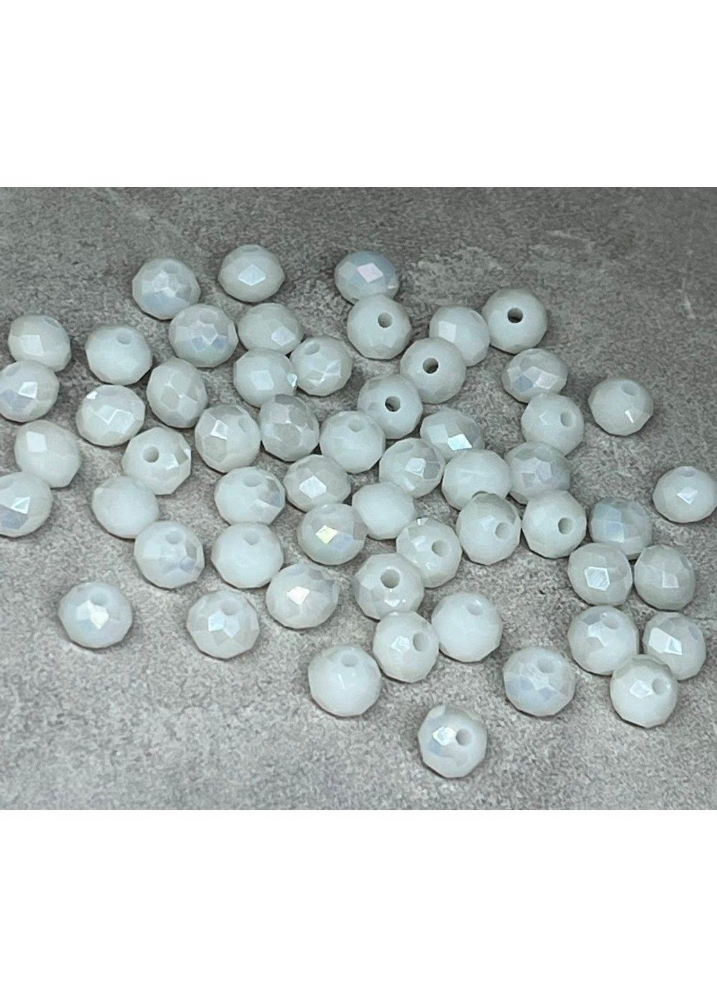 Бусин Рондель 6*4 мм, цвет-белый АВ (непрозрачный), 1-нить ≈80-90 шт No Brand (303138577)