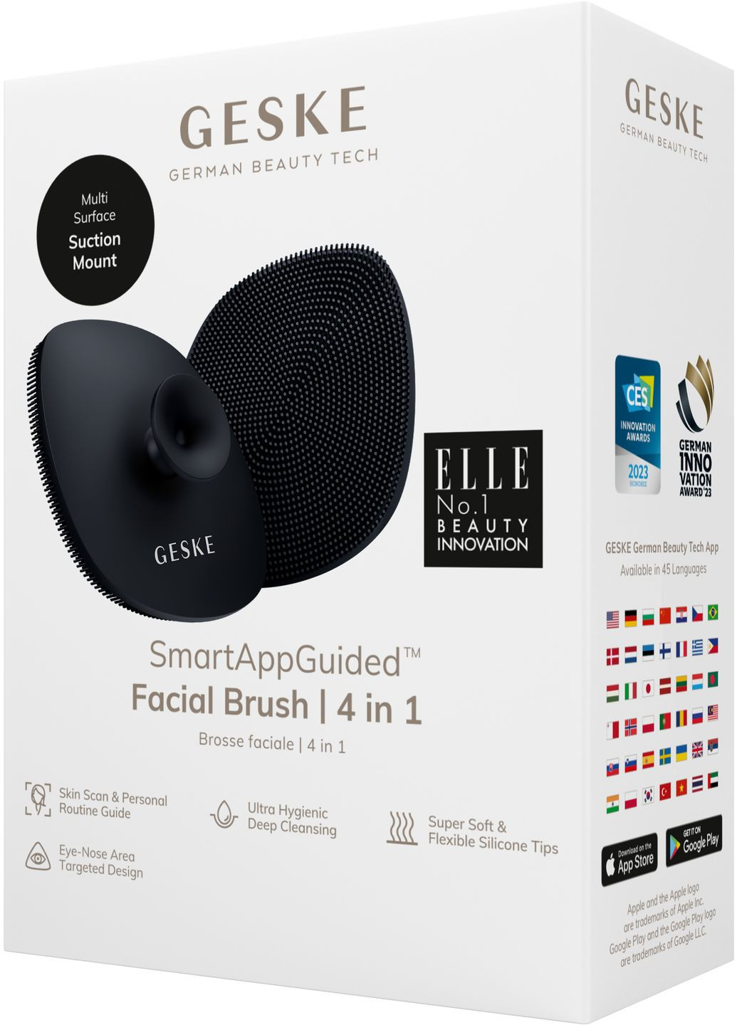 Щітка для обличчя Facial Brush 4в1 з тримачем black GESKE (341526330)