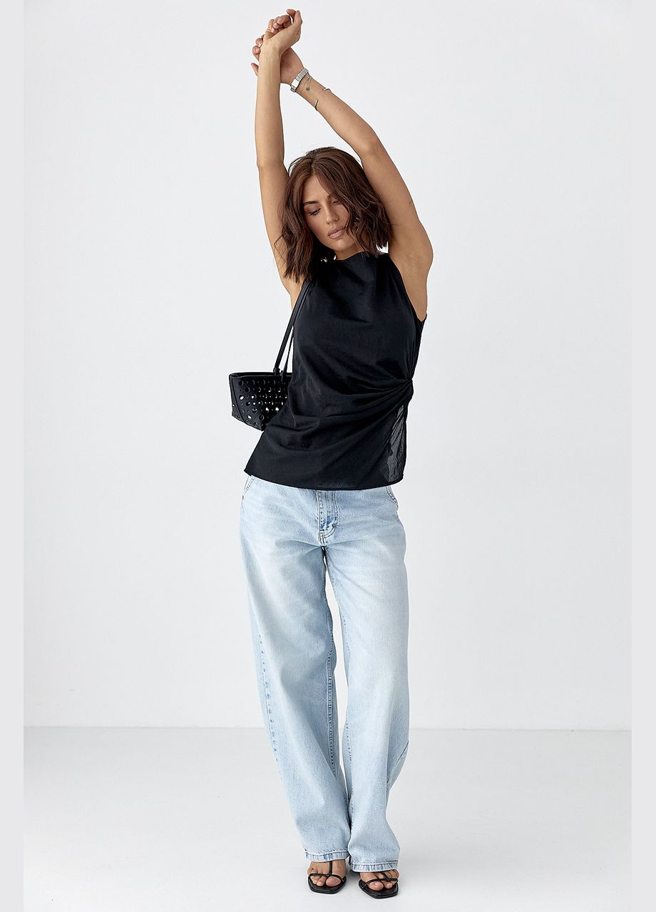 Вискозная майка с асимметричным низом Lurex — 335401021