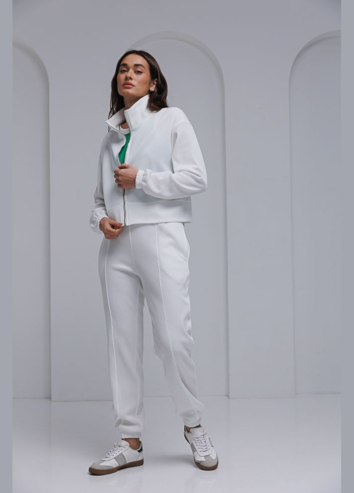 Жіночий спортивний костюм із кофтою на блискавці молочний Arjen (294907762)