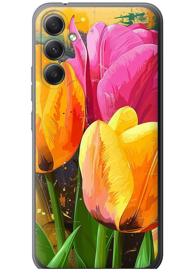 Силиконовый чехол 'Нарисованные тюльпаны' для Endorphone Samsung Galaxy A34 A346E (282928587)