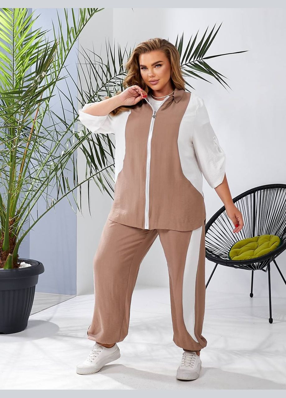 Жіночий лляний костюм двійка колір м'ятний New Trend (304991466)