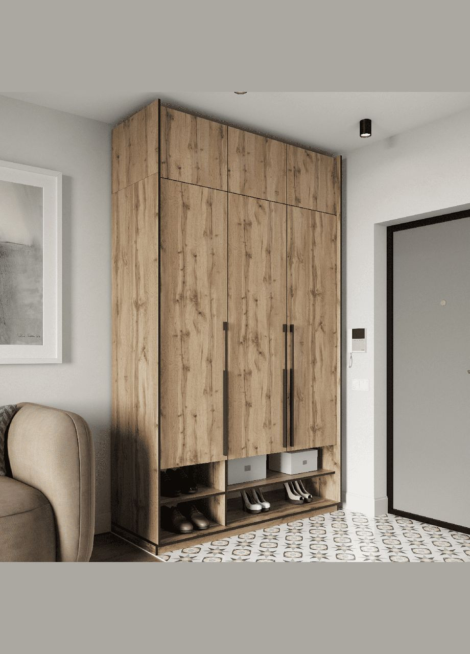 Шафа розпашна на 3 дверки зі штангою, полицями, шухлядами та антресоллю R-0006 від Аппалачі MORELI (335423089)