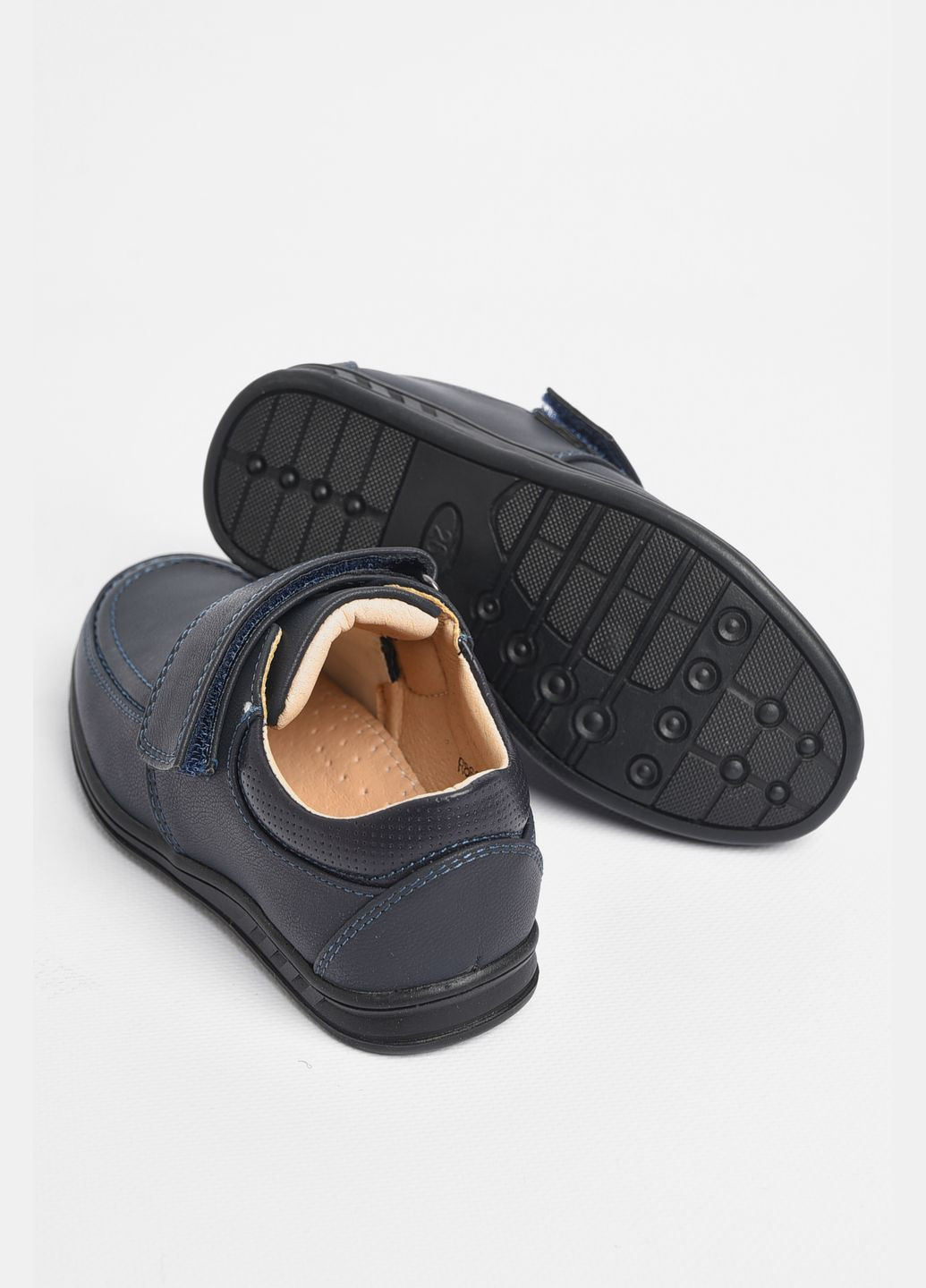 Темно-синие туфли детские для мальчика темно-синего цвета без шнурков Let's Shop