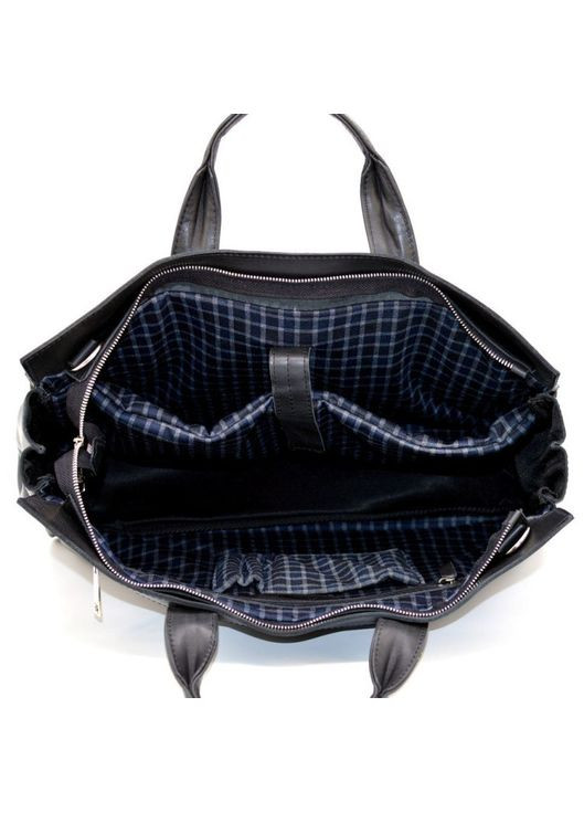 Чоловіча сумка для ноутбука з телячої шкіри з внутрішніми кишенями чорна TARWA (302315113)