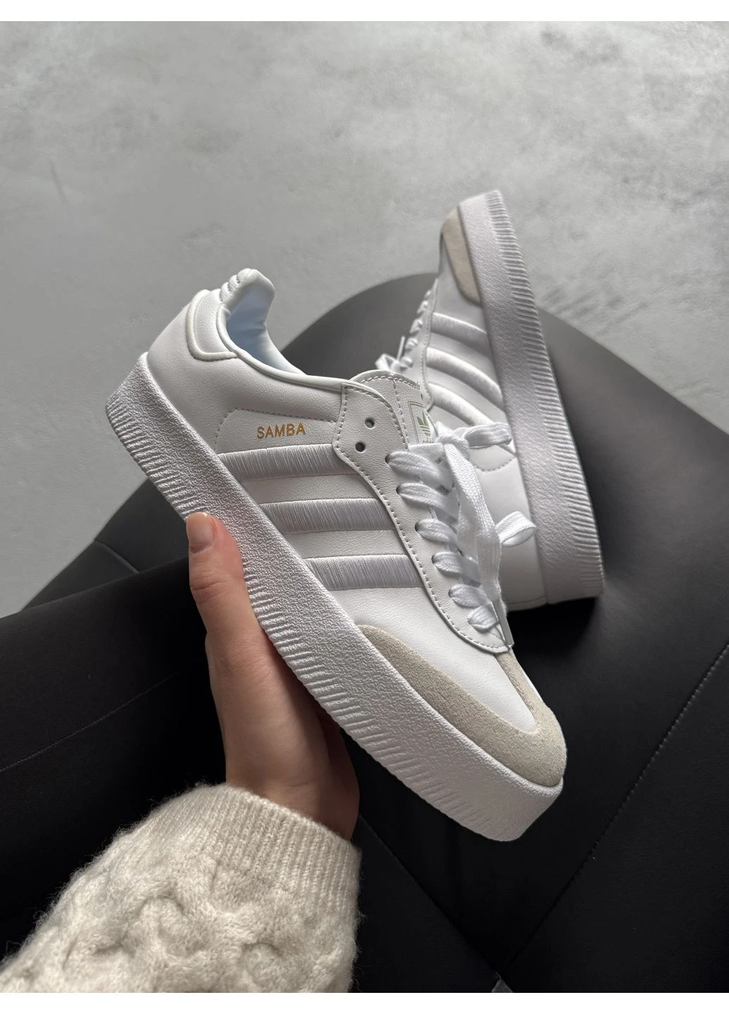 КРОСІВКИ ЖІНОЧІ ADIDAS SAMBA PLATFORM WHITE АДІДАС САМБА БІЛІ No Brand білі демісезони (391951354)