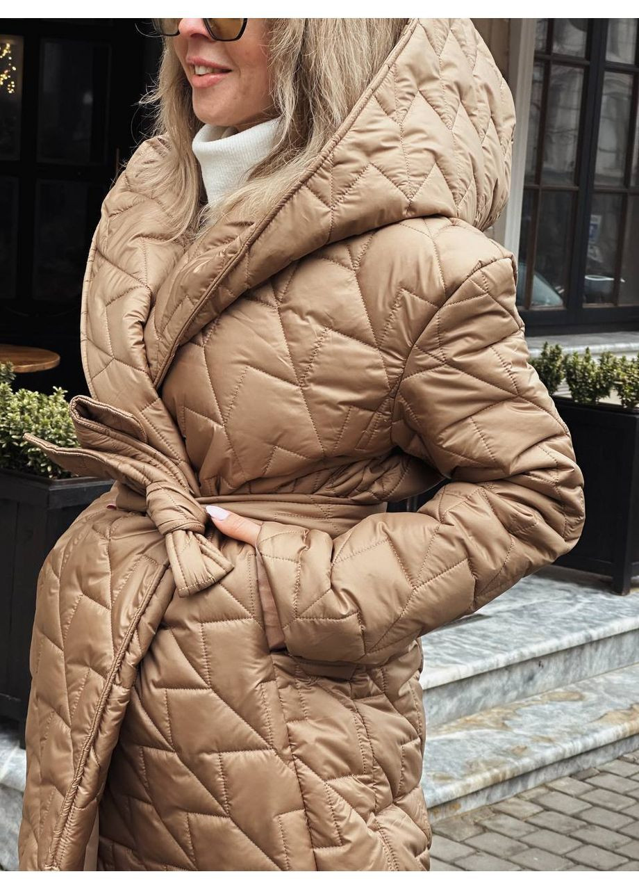 Коричневе демісезонне Пальто жіноче тепле Style Point