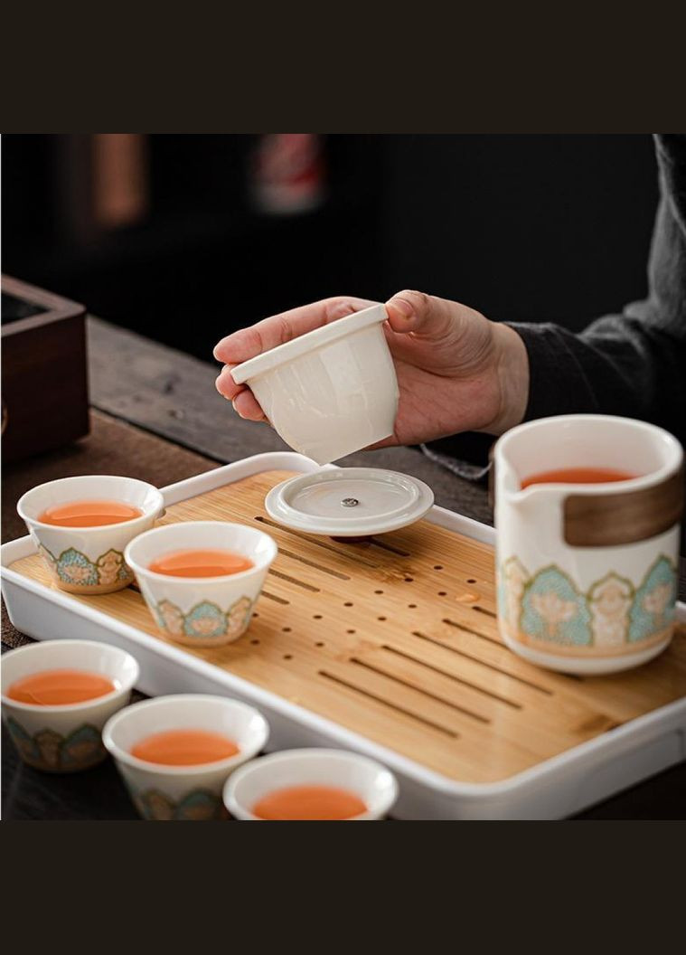 Керамический портативный набор для китайской чайной церемонии в подарочном кейсе на 6 персон TMZ-GS50 Tomas (370756201)