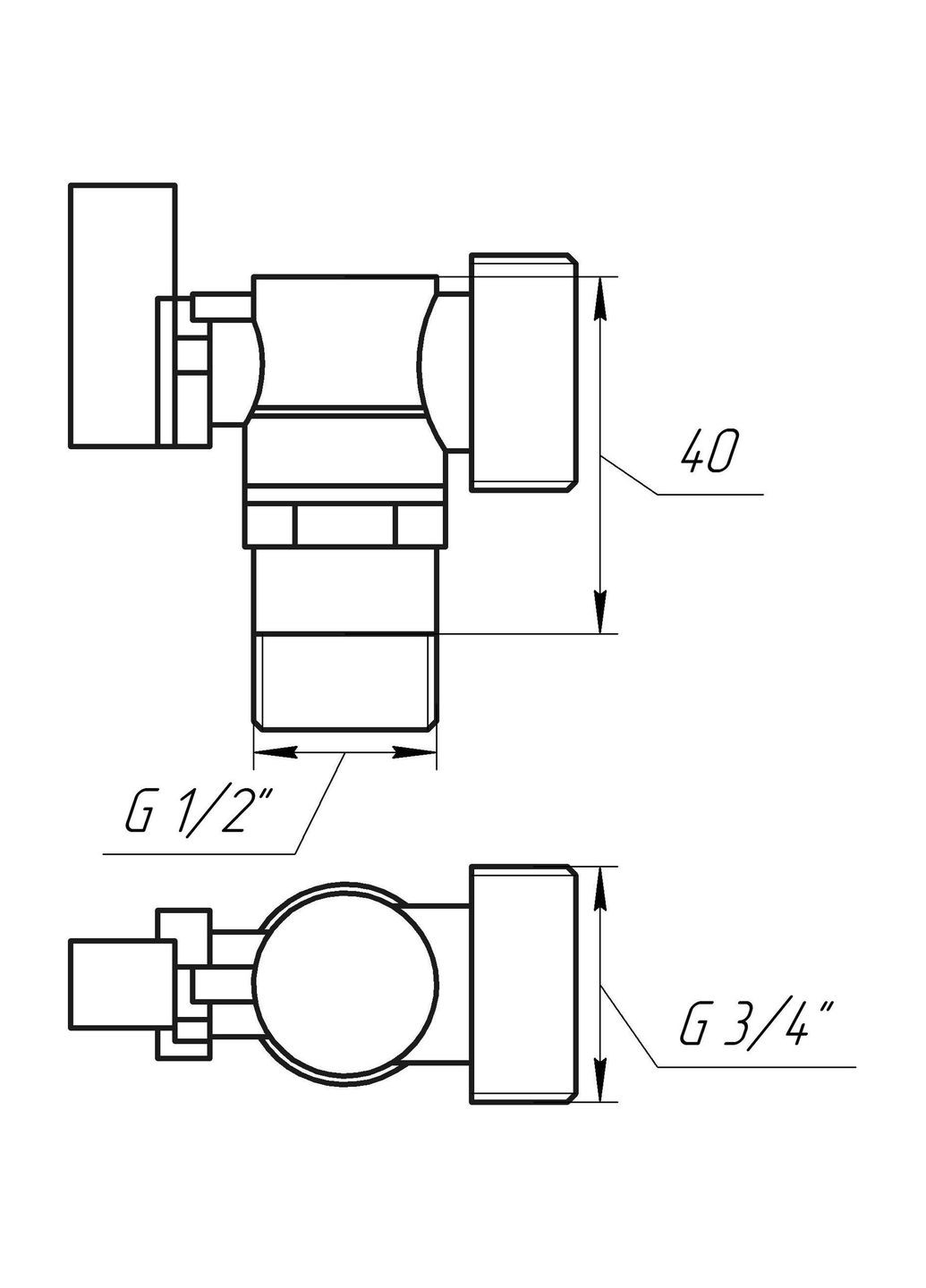 Кран шаровой угловой для стиральной машины 1/2"х3/4" A7172 Solomon (335426173)