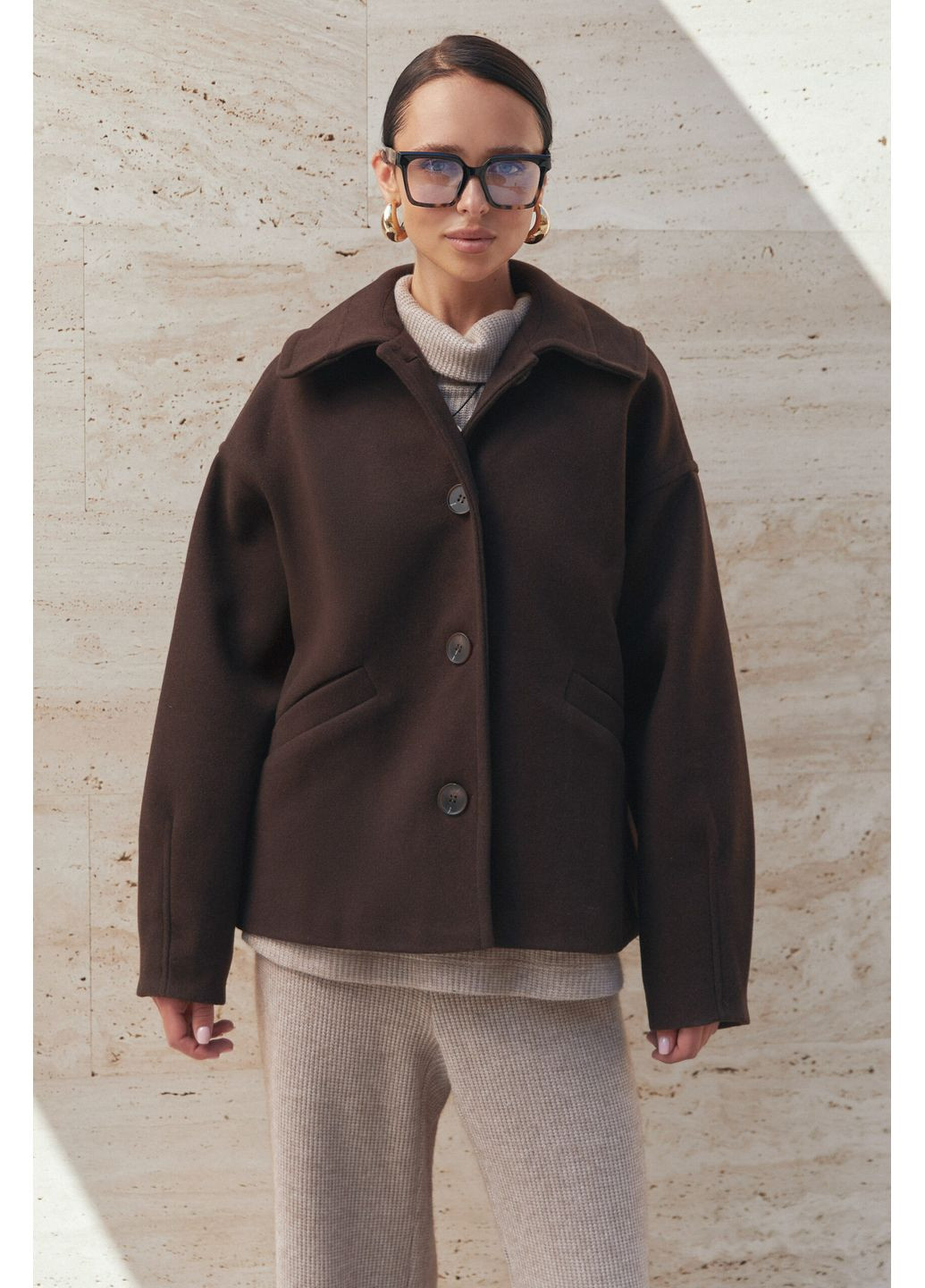 Коричневое демисезонное Укороченное пальто 2308.6463 Seventeen