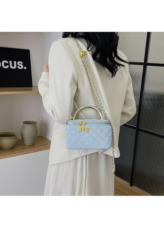 Жіноча сумка-косметичка 2814 Vanity Bag велюрова крос-боді блакитна No Brand (306709421)