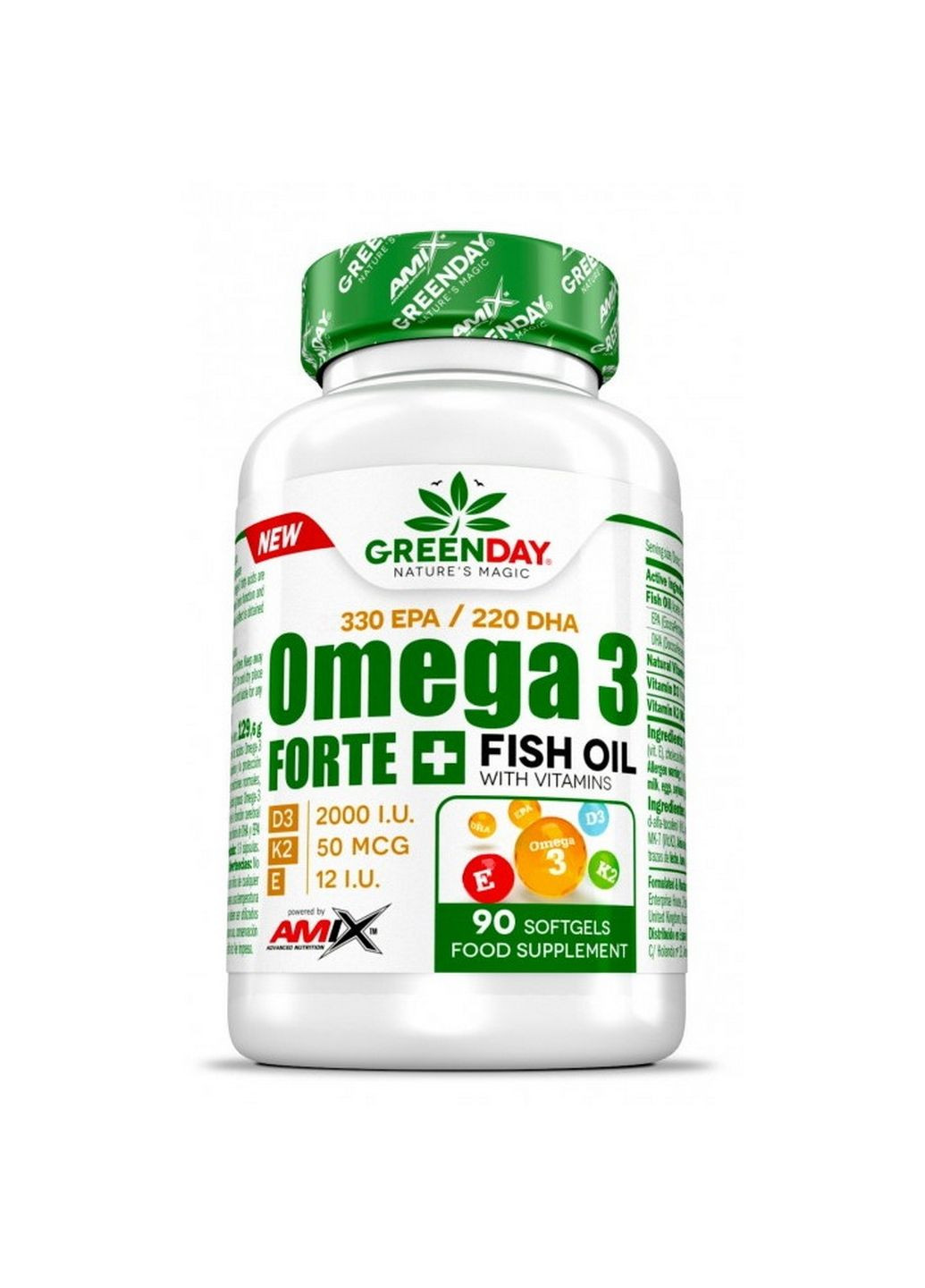 Жирні кислоти GreenDay Omega3 Forte+, 90 капсул Amix Nutrition (293341738)