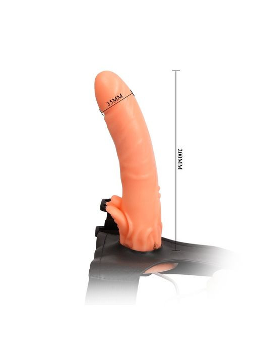 Страпон із двома фалоімітаторами реалістичний на трусиках бежевий, 18 х 3.6 см Baile (298919658)