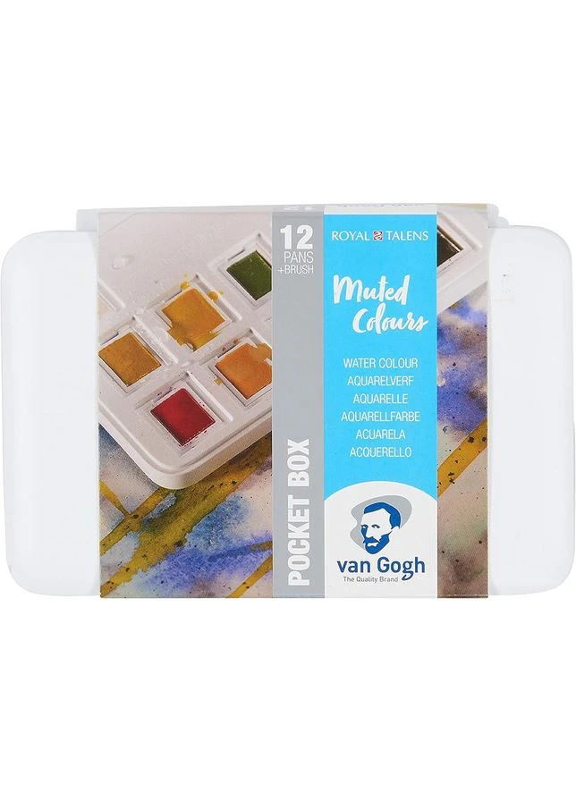 Набор акварельных красок Pocket box MUTED COLOURS 12 кювет+кисти Royal Talens Van Gogh (364193620)