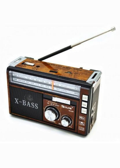 Радиоприемник RX-381 FM всеволновое переносное радио работа от сети акумулятора батареек Коричневый Golon (333799867)