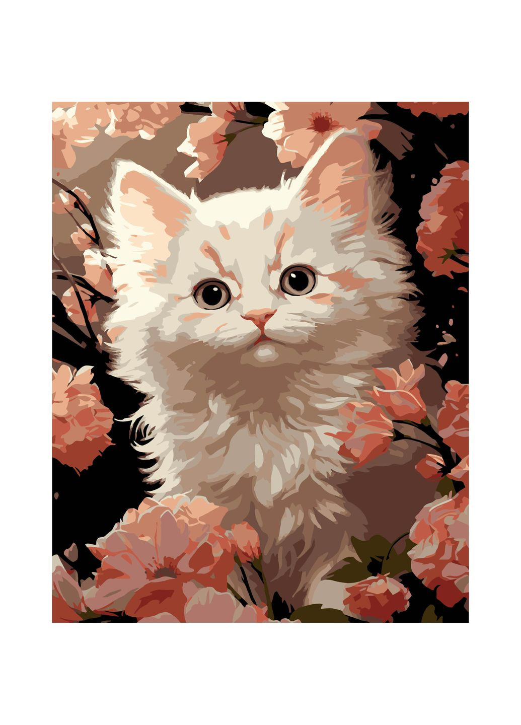 Картина за номерами Біле кошеня на чорному фоні см для творчості малювання для дорослих Strateg (369761655)