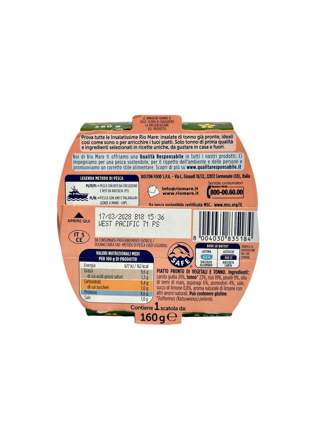 Салат з тунцем spring e Insalatissime Insalata di Tonno Spring, 160 г Rio Mare (369144726)