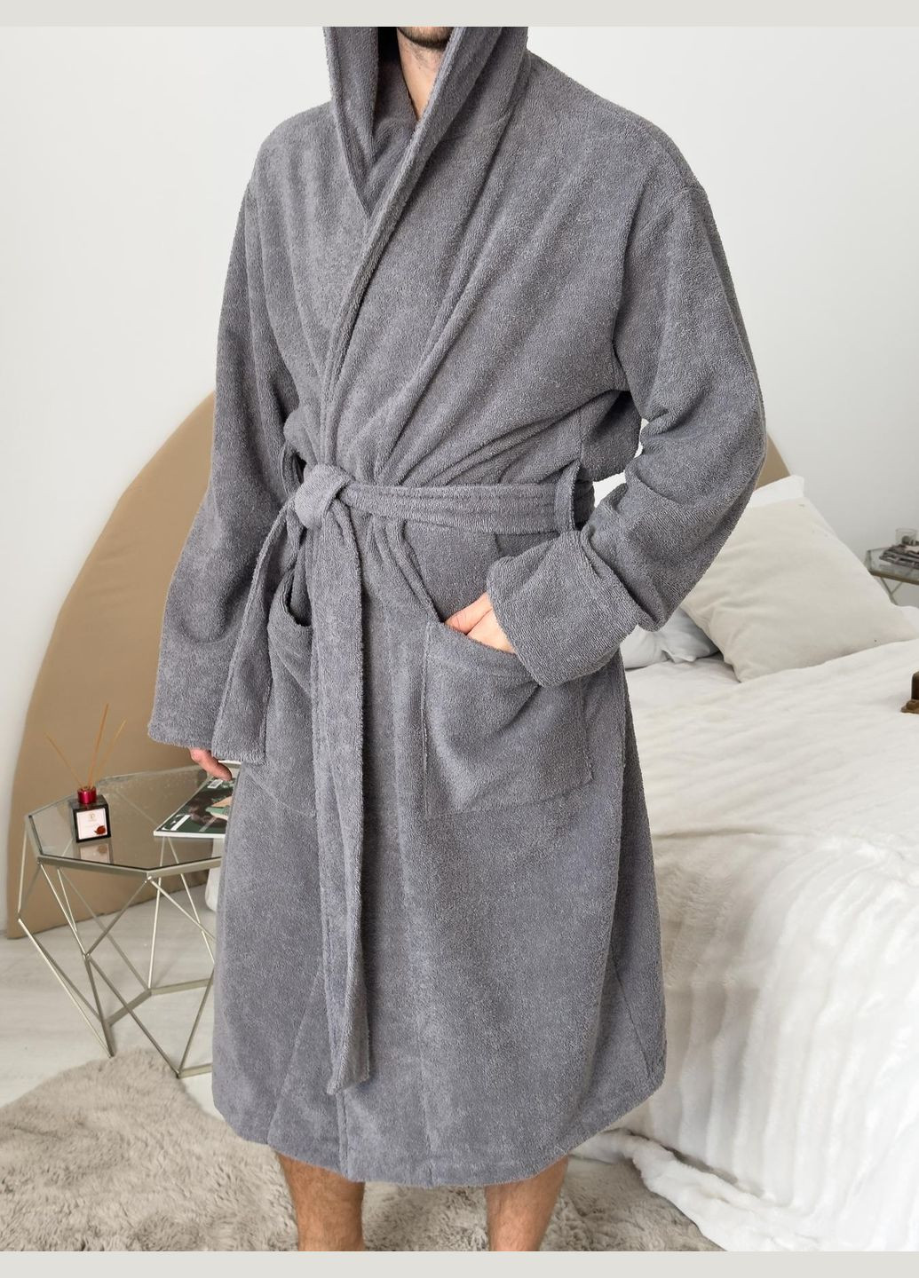 Чоловічий халат з капюшоном махровий Fortune Cosy (352769768)