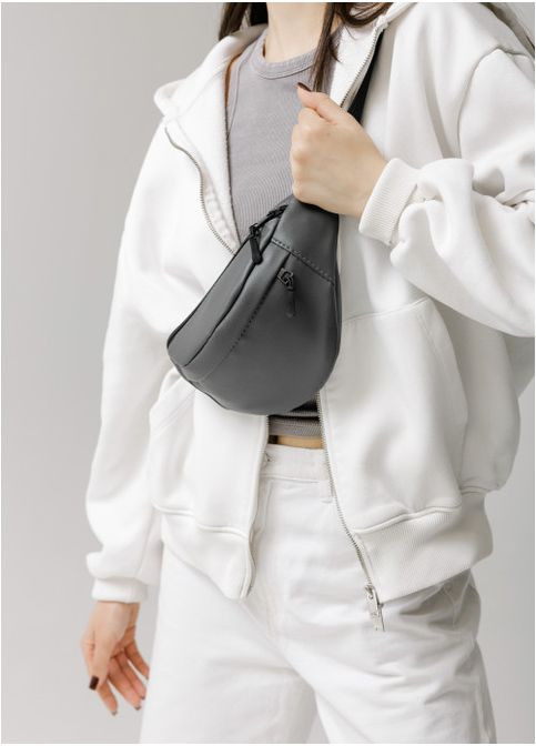 Жіноча сумка бананка на пояс з екошкіри Графіт (781024815) Sambag (361244608)