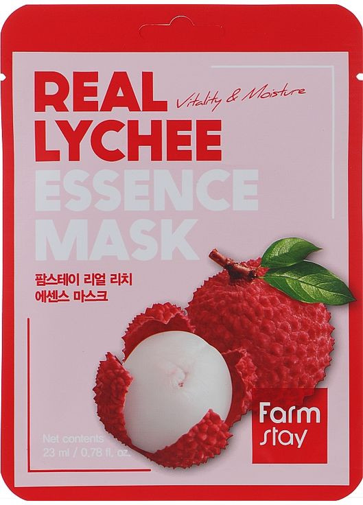 Тканевая маска для лица с экстрактом личи Real Lychee Essence Mask 23ml (1050943-46255) FarmStay (368655165)