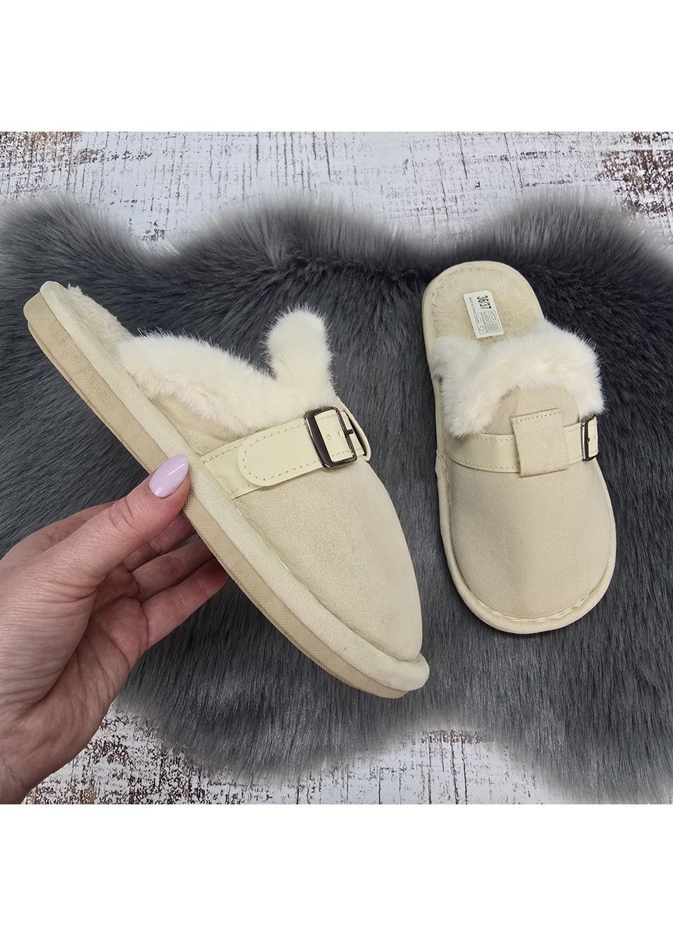 Бежевые тапочки домашние Fashion