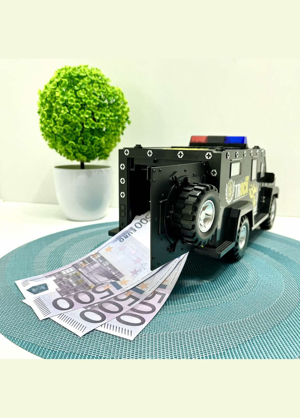 Сейф-копилка Машина полицейская 3в1 с кодовым замком 30см Черная (DSM-6672) No Brand (305404681)