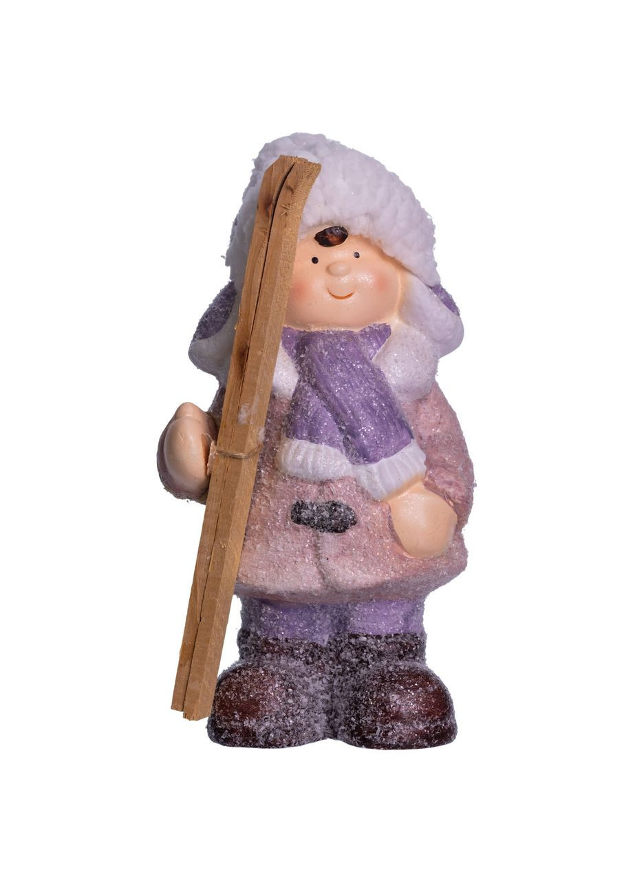 Новогодняя фигурка Девочка с лыжами из фарфора 12×10×22 (см) новогодний декор для дома, квартиры, офиса CR-5-2 Yiwu (370969153)