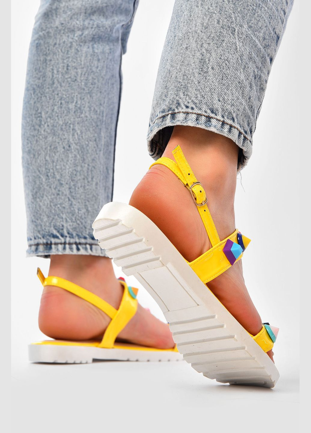 Желтые босоножки женские желтого цвета Let's Shop на молнии