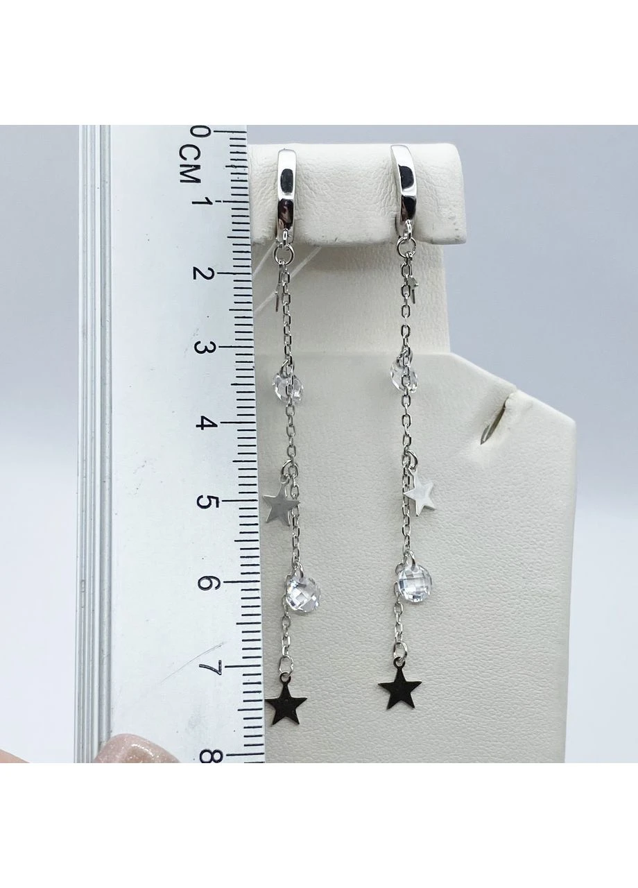 Серьги серебряные с кубическим цирконием "Звездочки" 3,84 г No Brand (382676885)