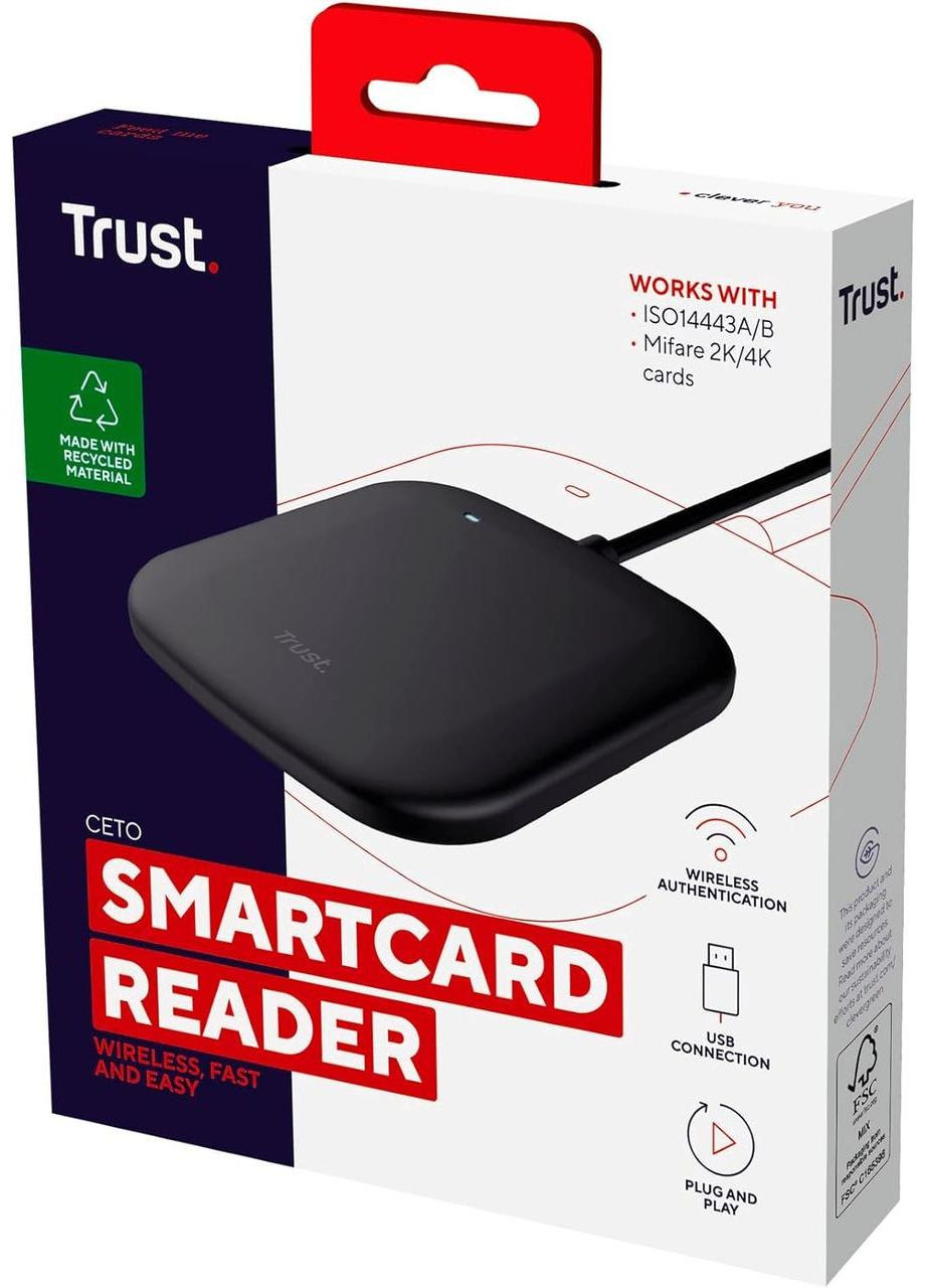 USB считыватель бесконтактных смарт-карт Ceto: поддержка CIE 3.0, NFC, ISO 14443 и Mifare 1k&4k Trust (302237891)