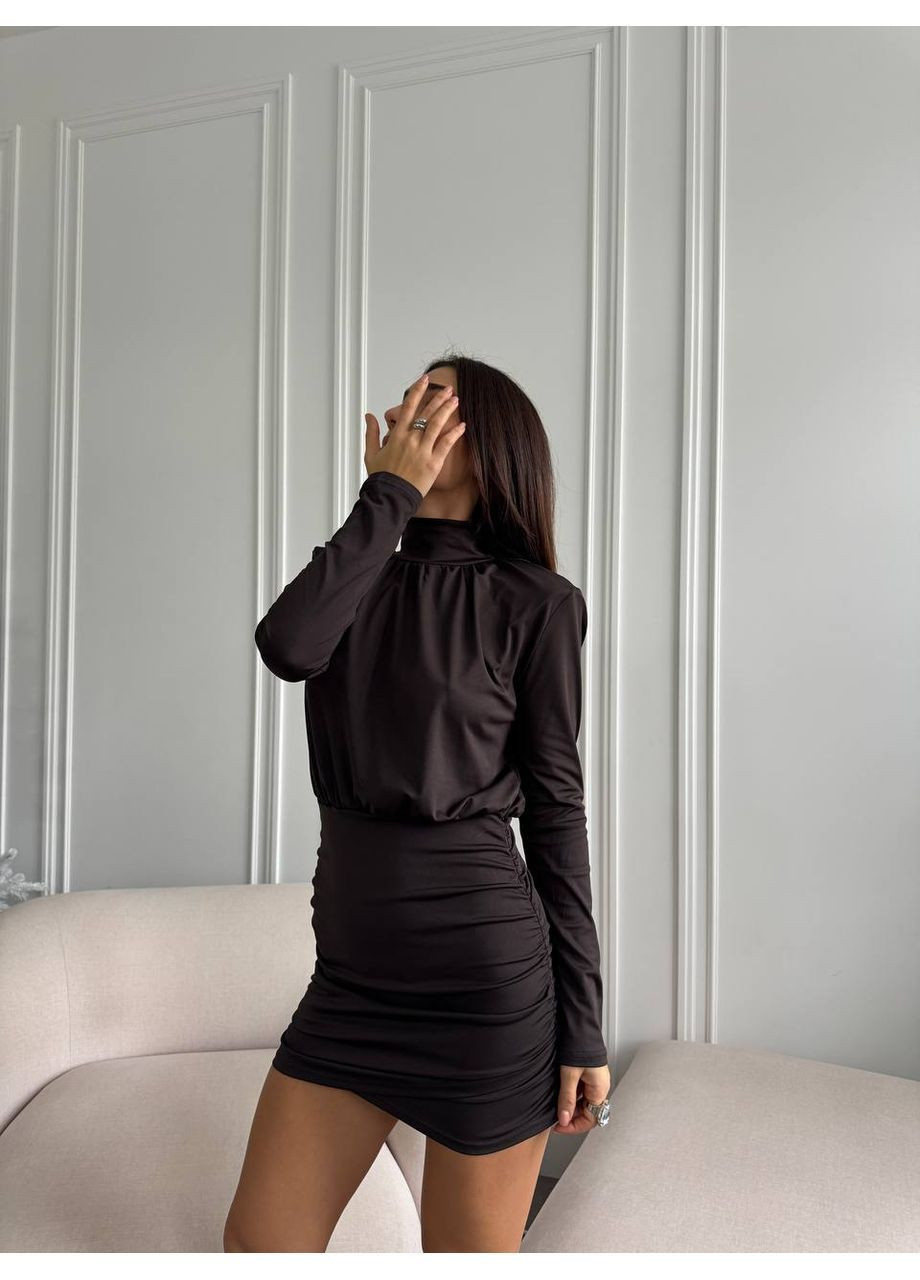 Темно-коричнева святковий, коктейльна, вечірня, кежуал жіноча сукня міні Asi.Store.ua