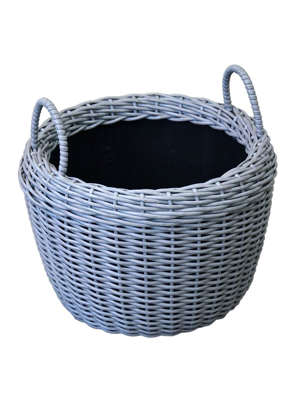 Корзина для дров плетеная (дровница) из искусственного ротанга ручной работы. Цвет Серый. 20 литров Handmade (327878904)