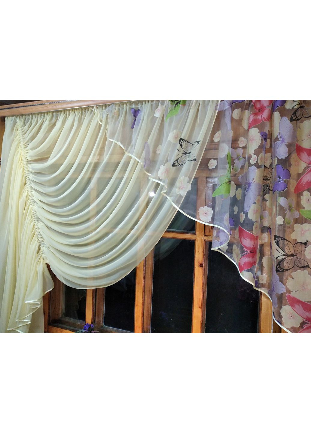 Кухонная готовая занавеска Эрика лунный левая No Brand (372133970)