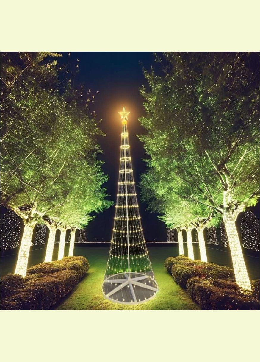 Новорічна конусна ялинка світлодіодна 180см LED гірлянда 320 лампочок Теплий білий, 8 режимів, керування Додаток SunLamp (305663806)