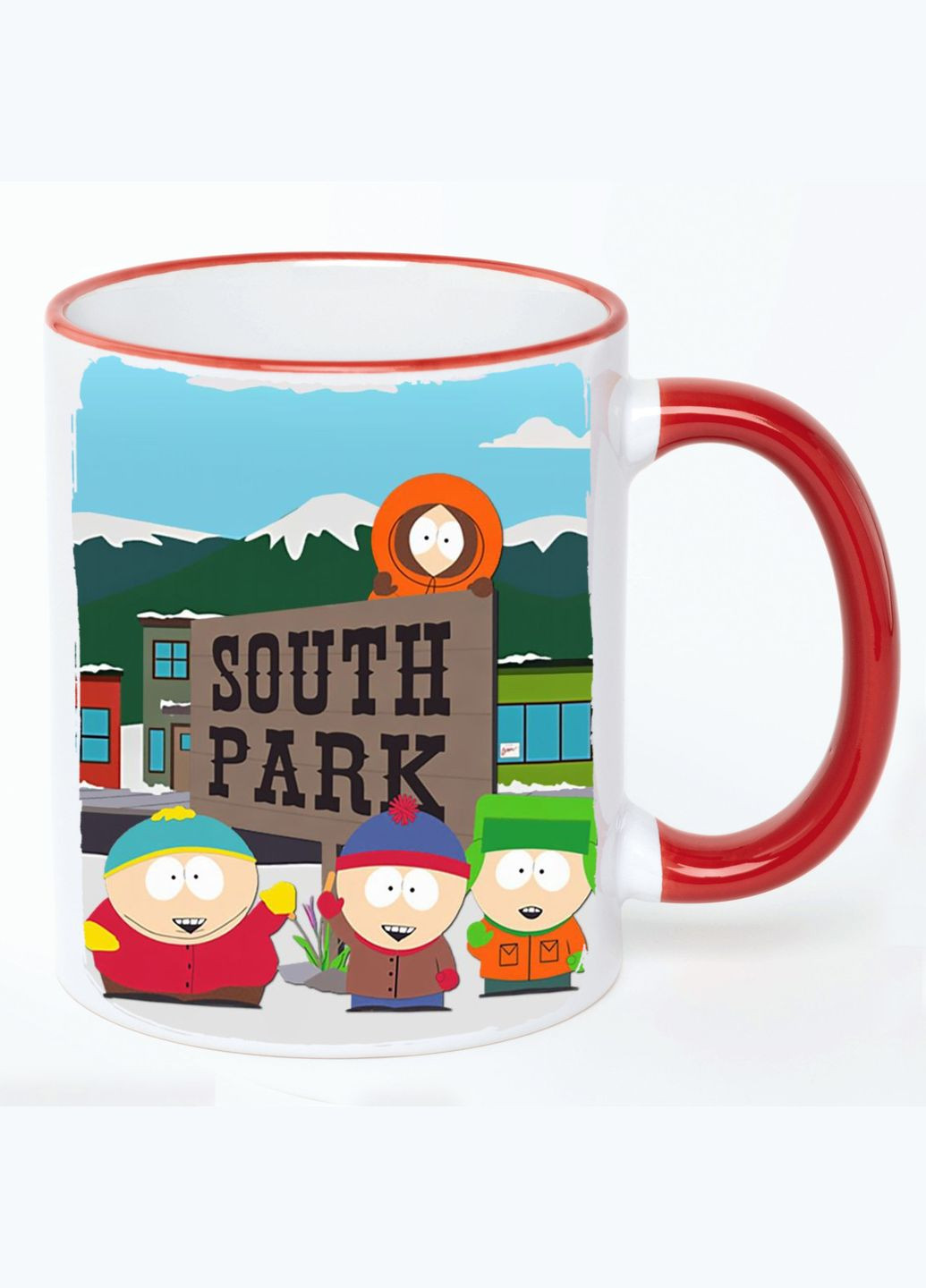 Чашка Південний парк Мультик #001 (кухоль, кухоль) Біла з Червоною ручкою 330 мл No Brand (322712655)