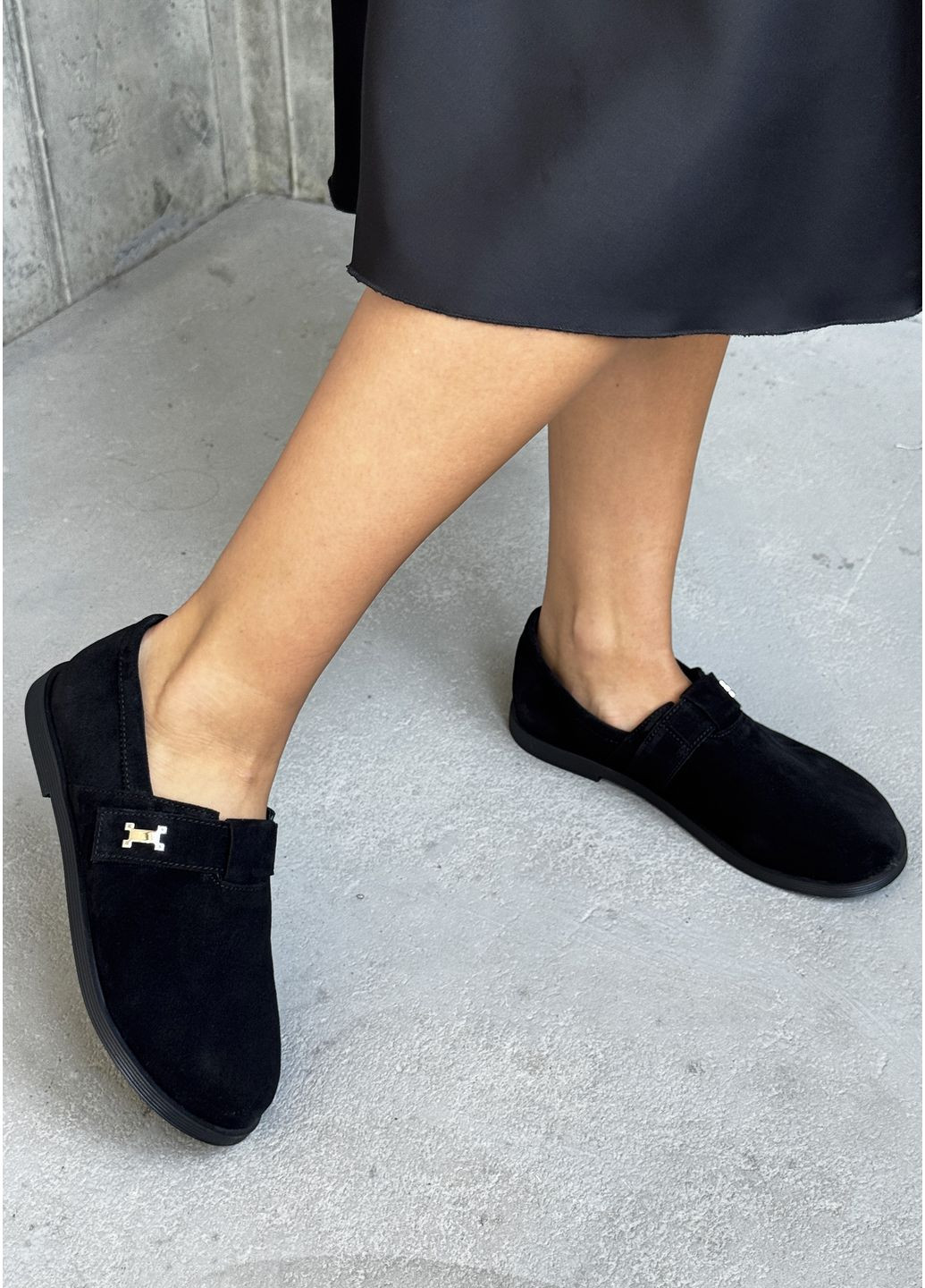 INNOE Женские черные замшевые оксфорды на липучке оксфорды черный з натуральная замша, украина — демисезон (360985287)