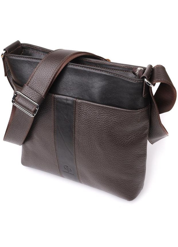 Сумка планшет через плече чоловіча з натуральної шкіри для телефону та для документів середня Коричневий 38109 Grande Pelle (355245430)