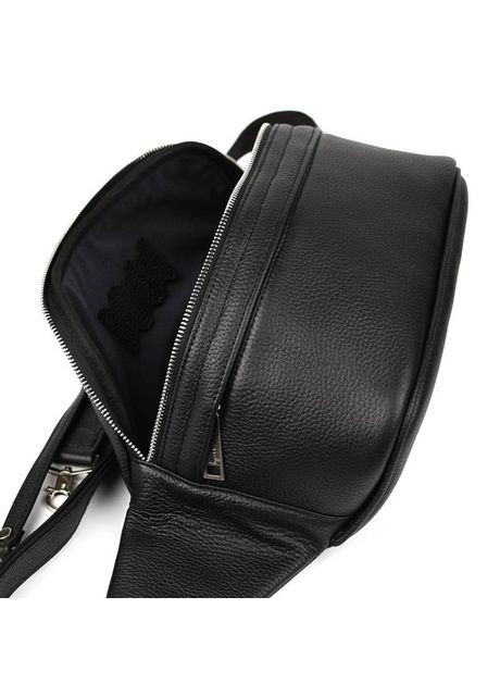 Чоловіча шкіряна сумка на пояс через плече для телефону та документів середня Чорний 38632 TARWA (352165911)