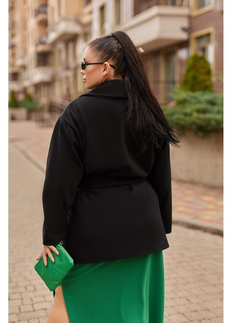 Черное демисезонное Укороченное двубортное пальто из кашемира двубортное MoDiva