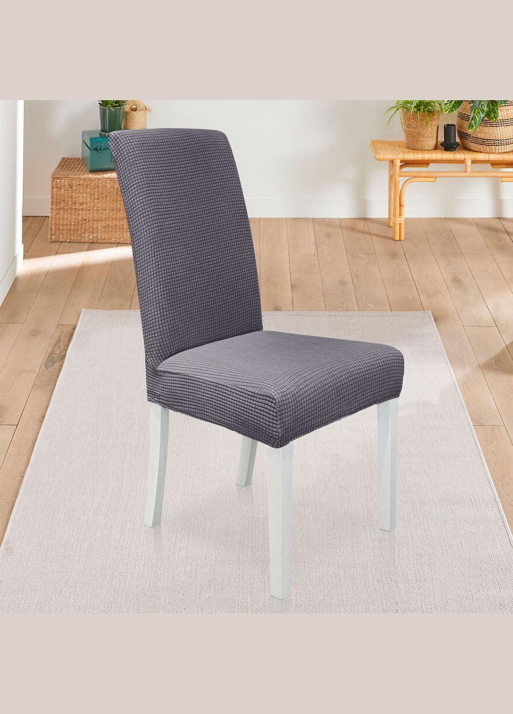 Чохол на стілець універсальний Corn Fleece сірий Love You (307802388)