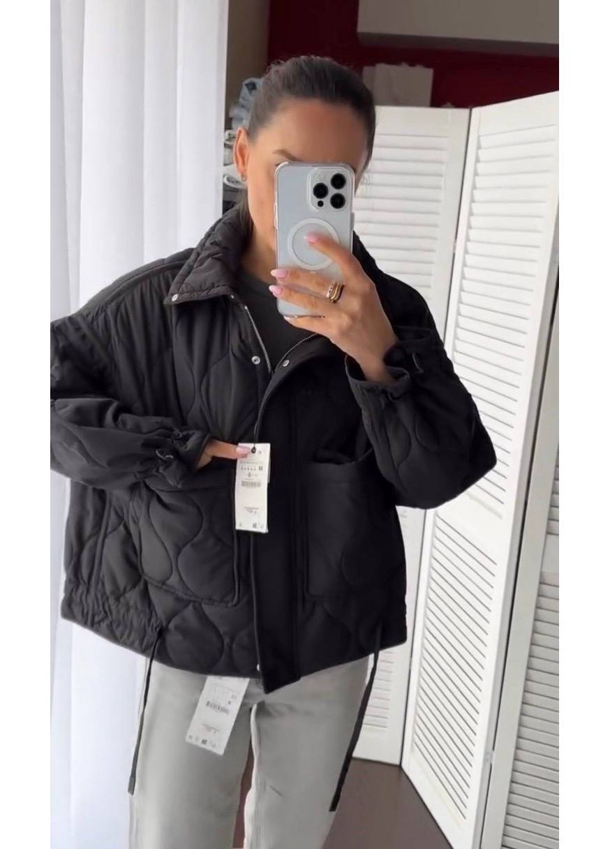 Чорна демісезонна куртка демісезонна в стилі zara,поащівка еммі непродувна,водовідштовхувальна стьобана,150 силікон Україна