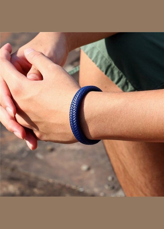 Браслет зі шкіри синього кольору із чорною застібкою (11025) Hemst (301071418)